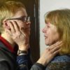 Marina Zolotova (L) with her mother Tatyana after being sentenced at a Minsk court in March