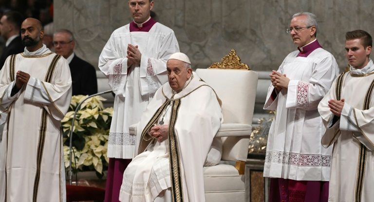 'Tonight our hearts are in Bethlehem,' Pope Francis said in his Christmas Eve mass at St. Peter's Basilica in the Vatican