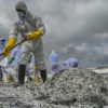 Plastics from burning ship cover Sri Lanka beach