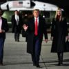 Donald Trump (C) walks with daughter Ivanka Trump and son Donald Trump Jr in Marietta, Georgia, on January 4, 2021