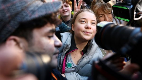 Swedish environmental activist Greta Thunberg was mobbed outside court