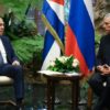 Russian foreign minister Sergey Lavrov (left) meets with Cuba President Miguel Diaz-Canel in Havana