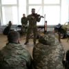 A Ukrainian Cultural Forces musician performs for recuperating soldiers at a centre in the eastern Donetsk region