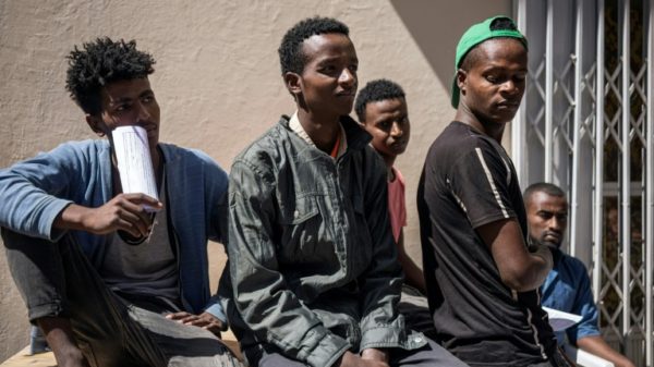 Ethiopian returnees at a transit centre in Addis Ababa, back from the 'Eastern Route' to Saudi Arabia