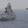 Indian warship INS Chennai seen in March 2022 off the coast of Goa