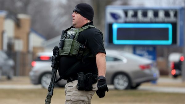 Police respond to a school shooting in Perry, Iowa