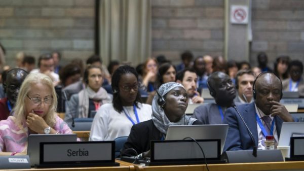 Delegates at the final day of the Intergovernmental Negotiating Committee on Plastic Pollution meeting in Nairobi on Sunday