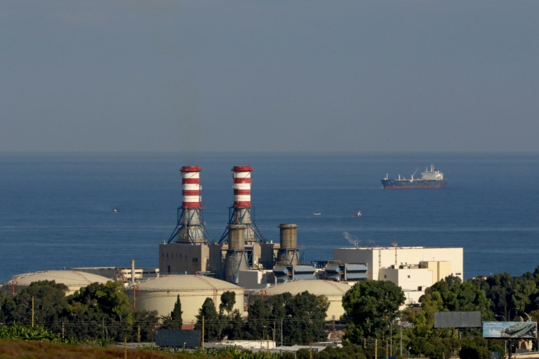 A tanker carrying fuel oil from Iraq is anchored off the Zahrani power plant near the southern Lebanese city of Sidon (Saida) on September 18, 2021