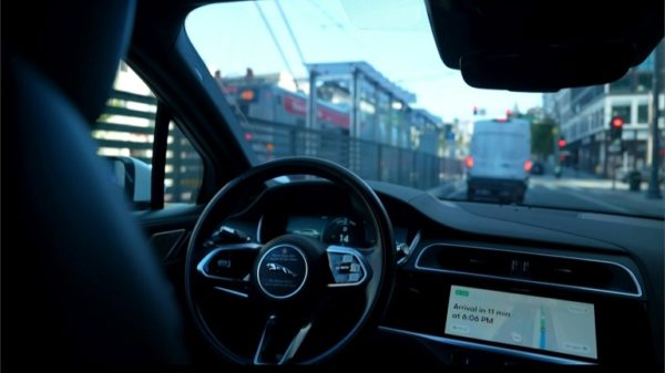 This August 25, 2023, screen grab shows a Waymo car in San Francisco, one of the driverless vehicles residents in the US city are starting to use get around town