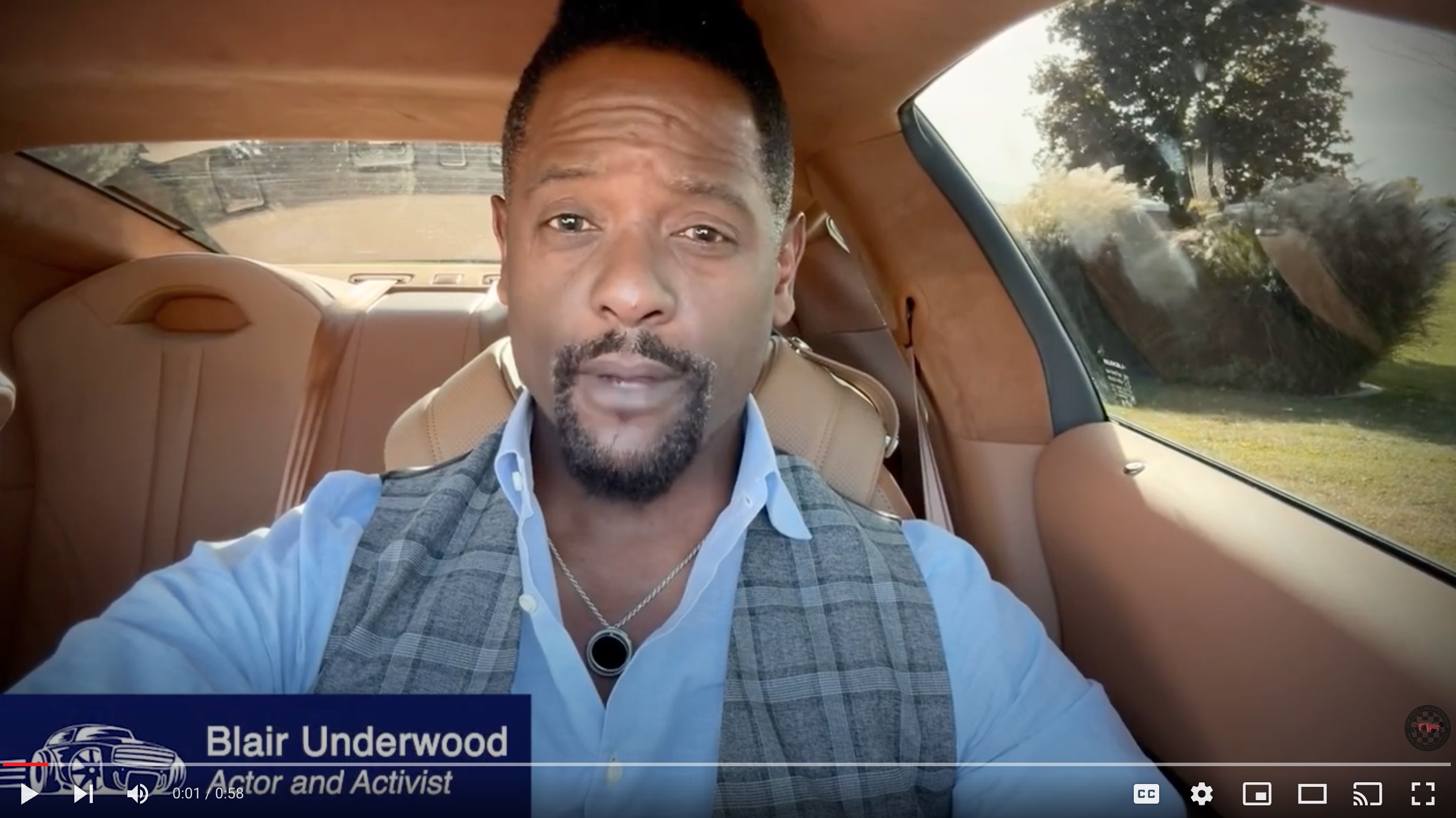 Picture of Blair Underwood recording a public service announcement for veteran suicide prevention