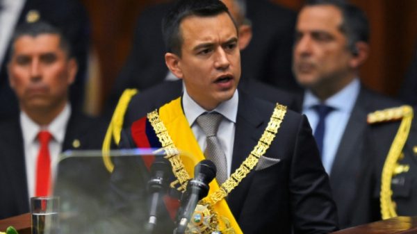 Ecuador's new President Daniel Noboa delivers his first speech after taking office