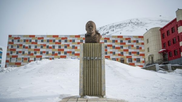 A monument to Lenin in Barentsburg in Norway's Svalbard Archipelago, where Russians have been mining coal for decades