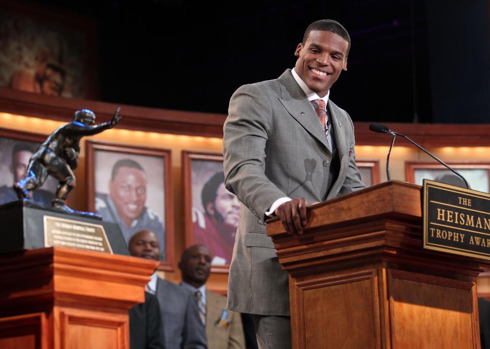 Cam Newton of Auburn University speaks after being named the 76th Heisman winner.