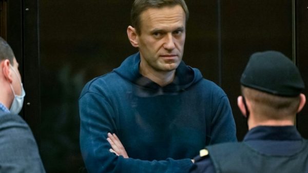 Alexei Navalny at a Moscow court hearing in February 2021