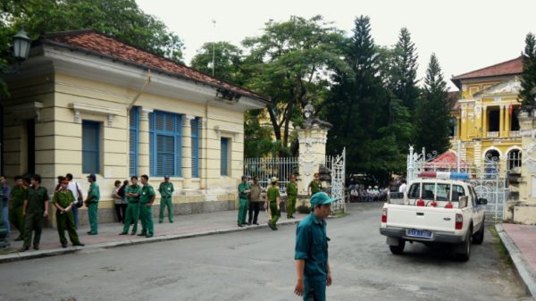 The main entrance gate of Ho Chi Minh City's People's Court. Vietnam has some of the toughest drug laws in the world