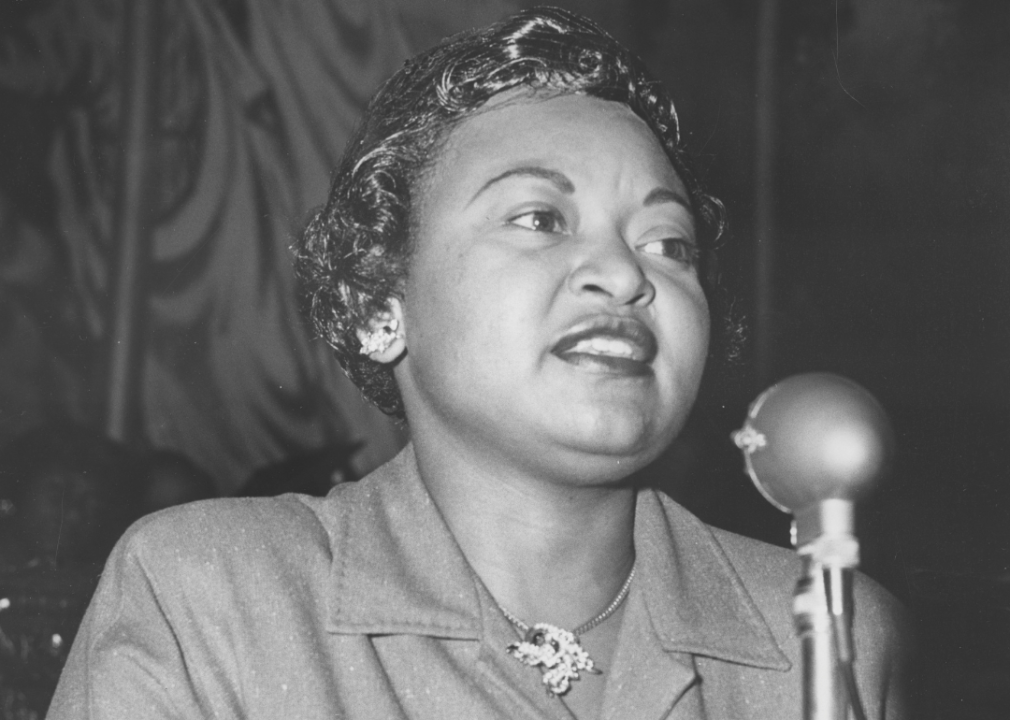 Mamie Till-Mobley gives a speech.